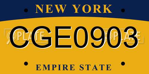 CGE0903 New York License Plate