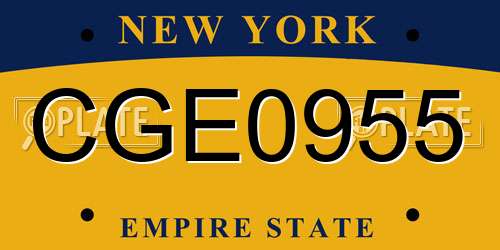 CGE0955 New York License Plate