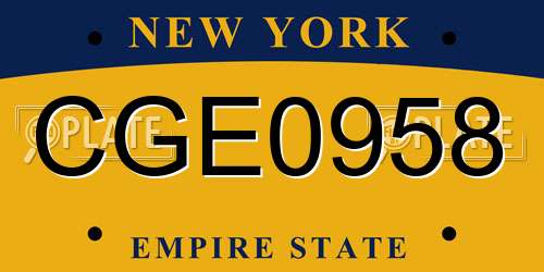 CGE0958 New York License Plate