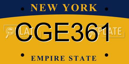 CGE361 New York License Plate