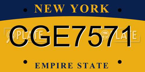 CGE7571 New York License Plate