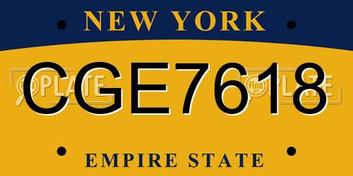 CGE7618 New York License Plate