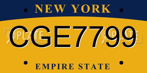 CGE7799 New York License Plate