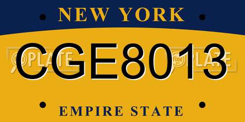 CGE8013 New York License Plate