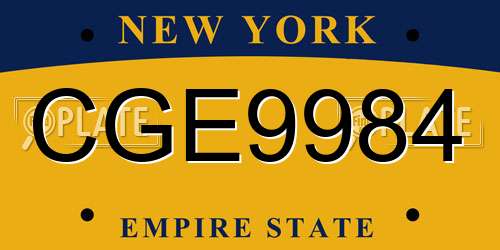 CGE9984 New York License Plate