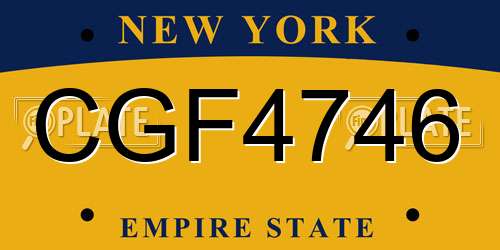 CGF4746 New York License Plate