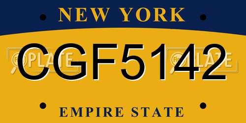 CGF5142 New York License Plate