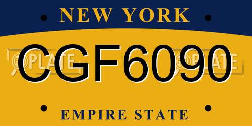 CGF6090 New York License Plate