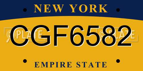 CGF6582 New York License Plate