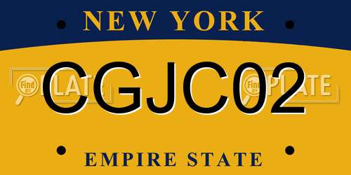CGJC02 New York License Plate
