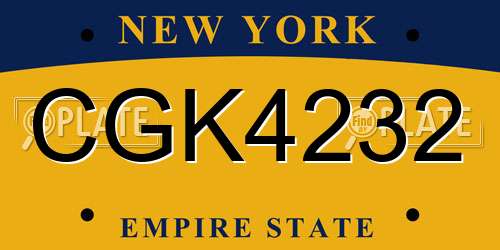 CGK4232 New York License Plate