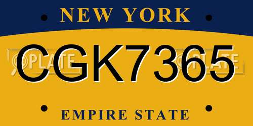 CGK7365 New York License Plate
