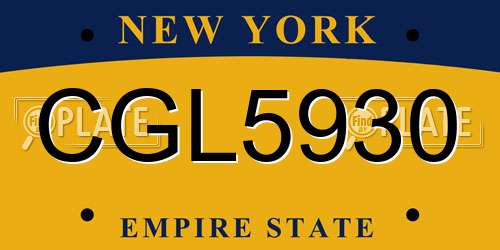 CGL5930 New York License Plate