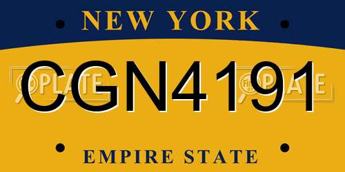 CGN4191 New York License Plate