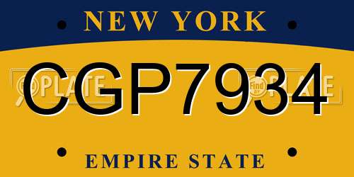 CGP7934 New York License Plate