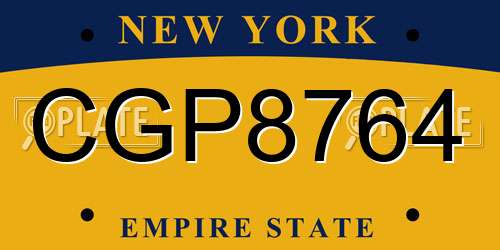 CGP8764 New York License Plate