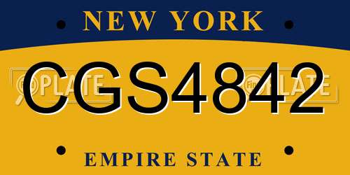 CGS4842 New York License Plate