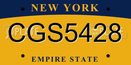 CGS5428 New York License Plate