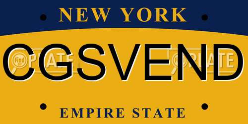 CGSVEND New York License Plate