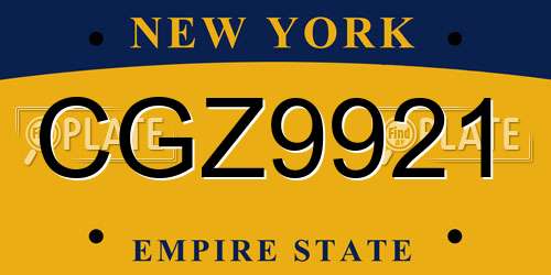 CGZ9921 New York License Plate