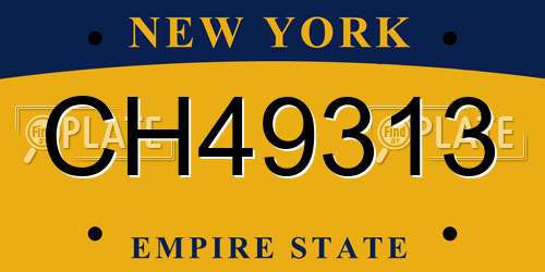 CH49313 New York License Plate