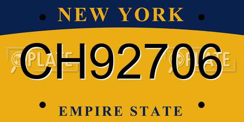 CH92706 New York License Plate