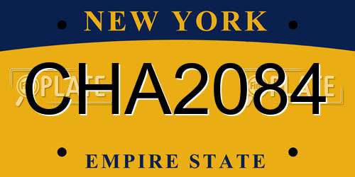 CHA2084 New York License Plate