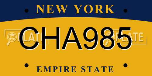 CHA985 New York License Plate