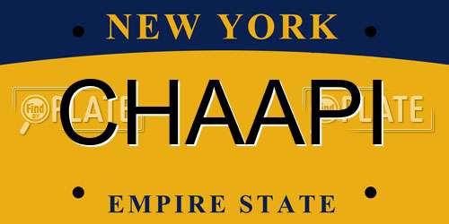 CHAAPI New York License Plate