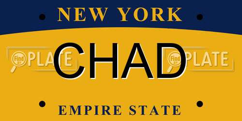 CHAD New York License Plate