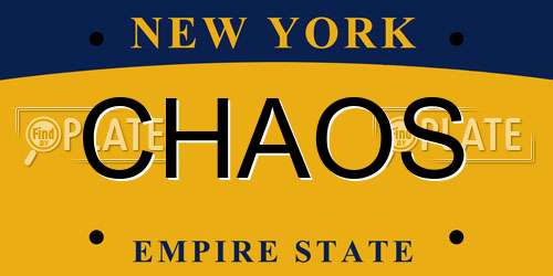 CHAOS New York License Plate