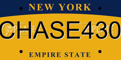 CHASE430 New York License Plate