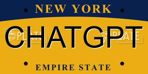 CHATGPT New York License Plate