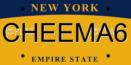CHEEMA6 New York License Plate