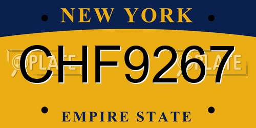 CHF9267 New York License Plate
