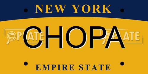 CHOPA New York License Plate