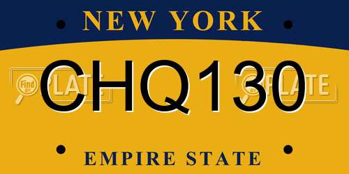 CHQ130 New York License Plate