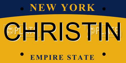 CHRISTIN New York License Plate