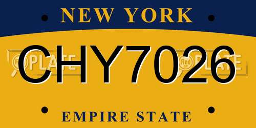 CHY7026 New York License Plate