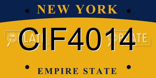 CIF4014 New York License Plate