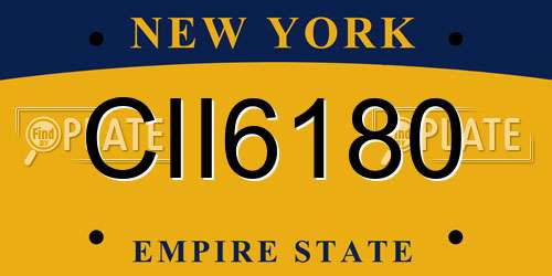 CII6180 New York License Plate