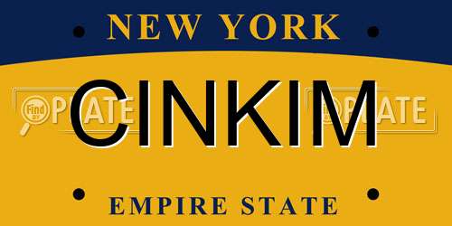 CINKIM New York License Plate
