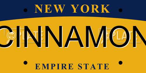 CINNAMON New York License Plate