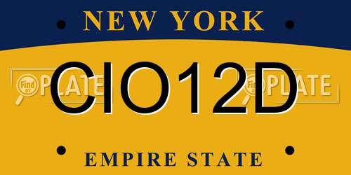 CIO12D New York License Plate