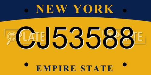 CJ53588 New York License Plate