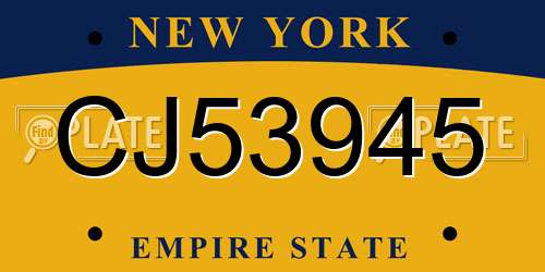 CJ53945 New York License Plate