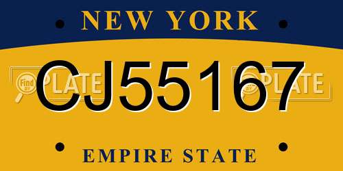 CJ55167 New York License Plate