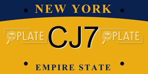 CJ7 New York License Plate