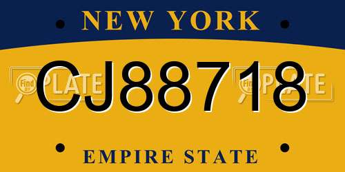 CJ88718 New York License Plate