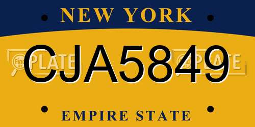 CJA5849 New York License Plate